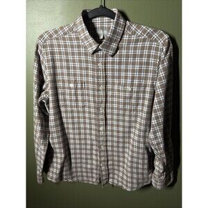 Ash & Erie Shirt Men Mediu Brown Black Plaid Flannel Everyday Long Sleeve Button